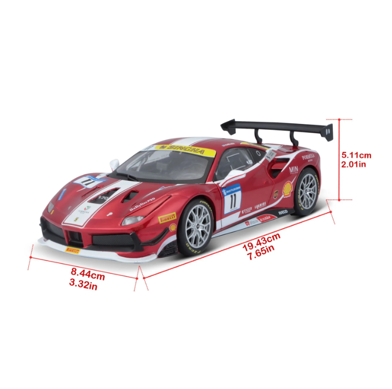 Bburago - Ferrari Racing - 2017 Ferrari 488 Challenge #11 Formula Racing - 1:24 Scale