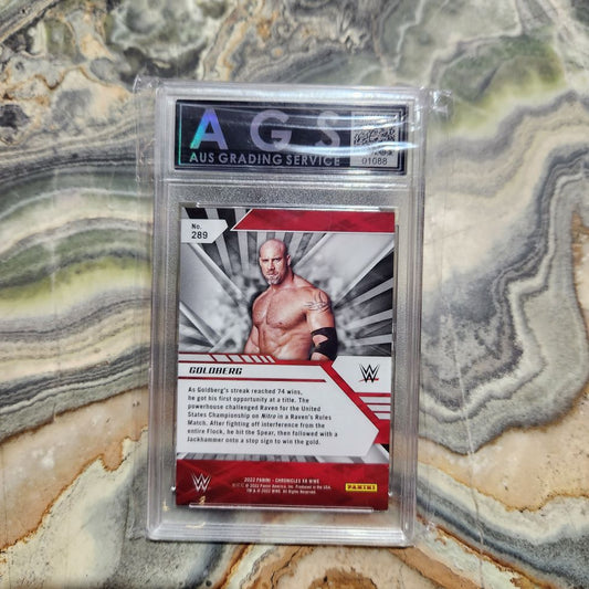 Graded Card - 2022 Panini WWE XR #289 Goldberg 074/199