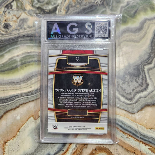 Graded Card - 2022 Panini Select WWE #55 "Stone Cold" Steve Austin Concourse