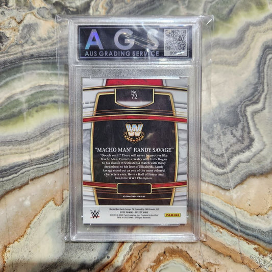 Graded Card - 2022 Panini Select WWE #72 "Macho Man" Randy Savage Concourse