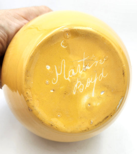 Large Yellow Vase / Jar with Lid - Martin Boyd (Signed) - 23cm