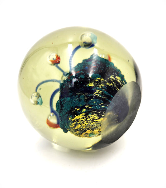 Glass 'Coral Design' Art Glass Paperweight - 9cm