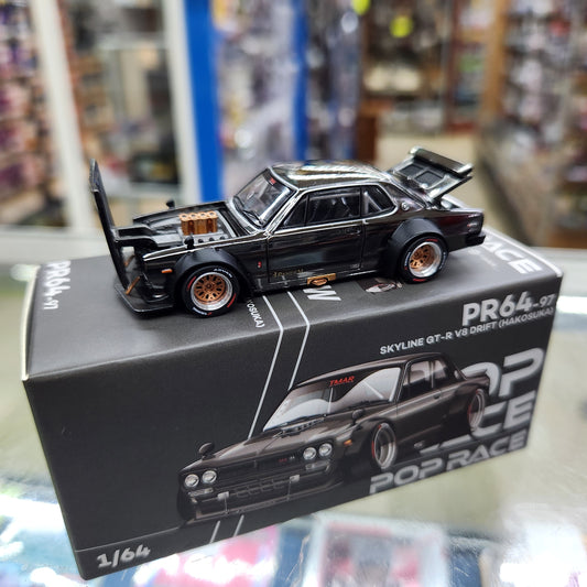 Pop Race - Nissan Skyline GT-R V8 Drift (Hakosuka) - Dark Chrome - 1:64 Scale