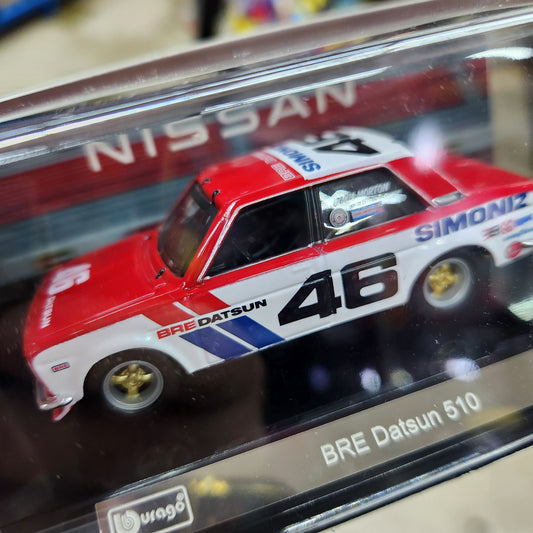 Bburago - Race Series - BRE Datsun 510 in Acrylic Display Case - 1:43 Scale