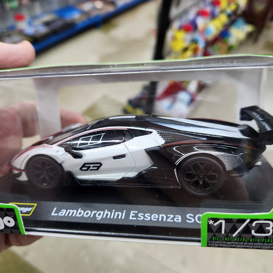 Bburago - Race Series - Lamborghini Essenza SCV12 (Black/White) #63 - 1:32 Scale