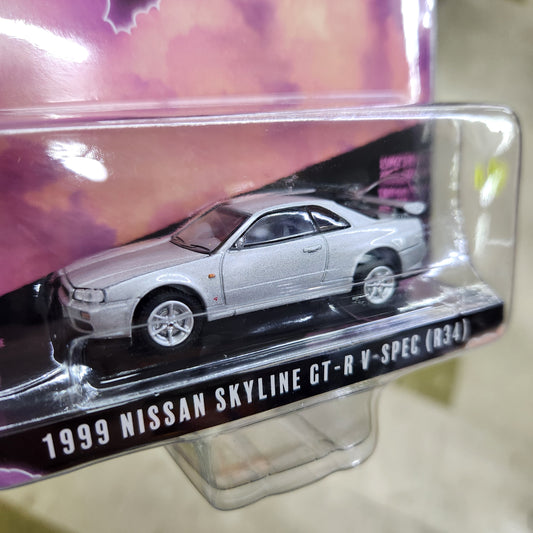 Greenlight - 1999 Nissan Skyline GT-R V-Spec (R34) (Sonic Silver) - 1:64 Scale