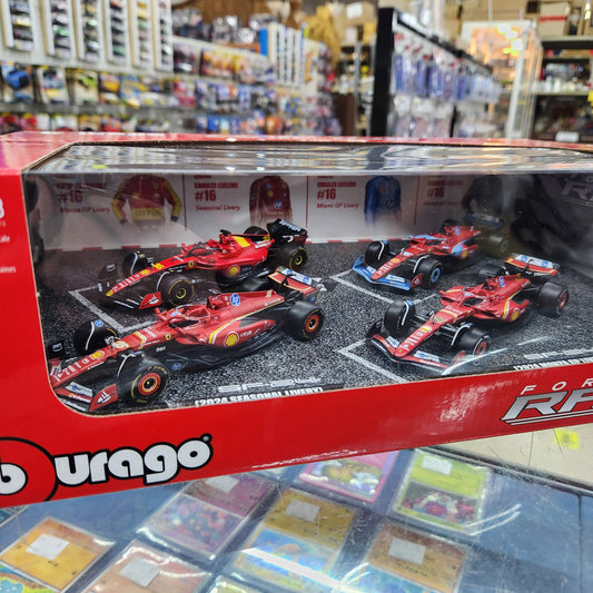 Bburago - 2023/2024 Ferrari F1 #16 Charles Leclerc - 4 Car Gift Set - 1:43 Scale