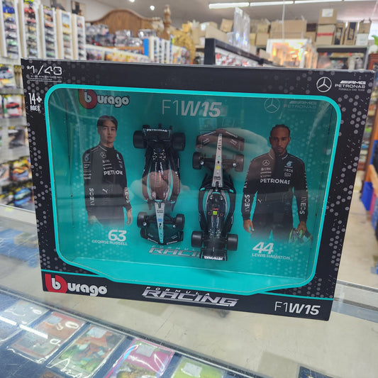 Bburago - 2024 Mercedes-AMG F1 W15 (2 Car Gift Pack) - 1:43 Scale