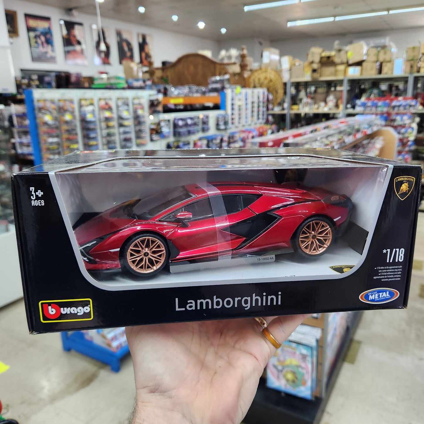 Bburago - 2019 Lamborghini Sian FKP-37 (Metallic Red) - 1:18 Scale
