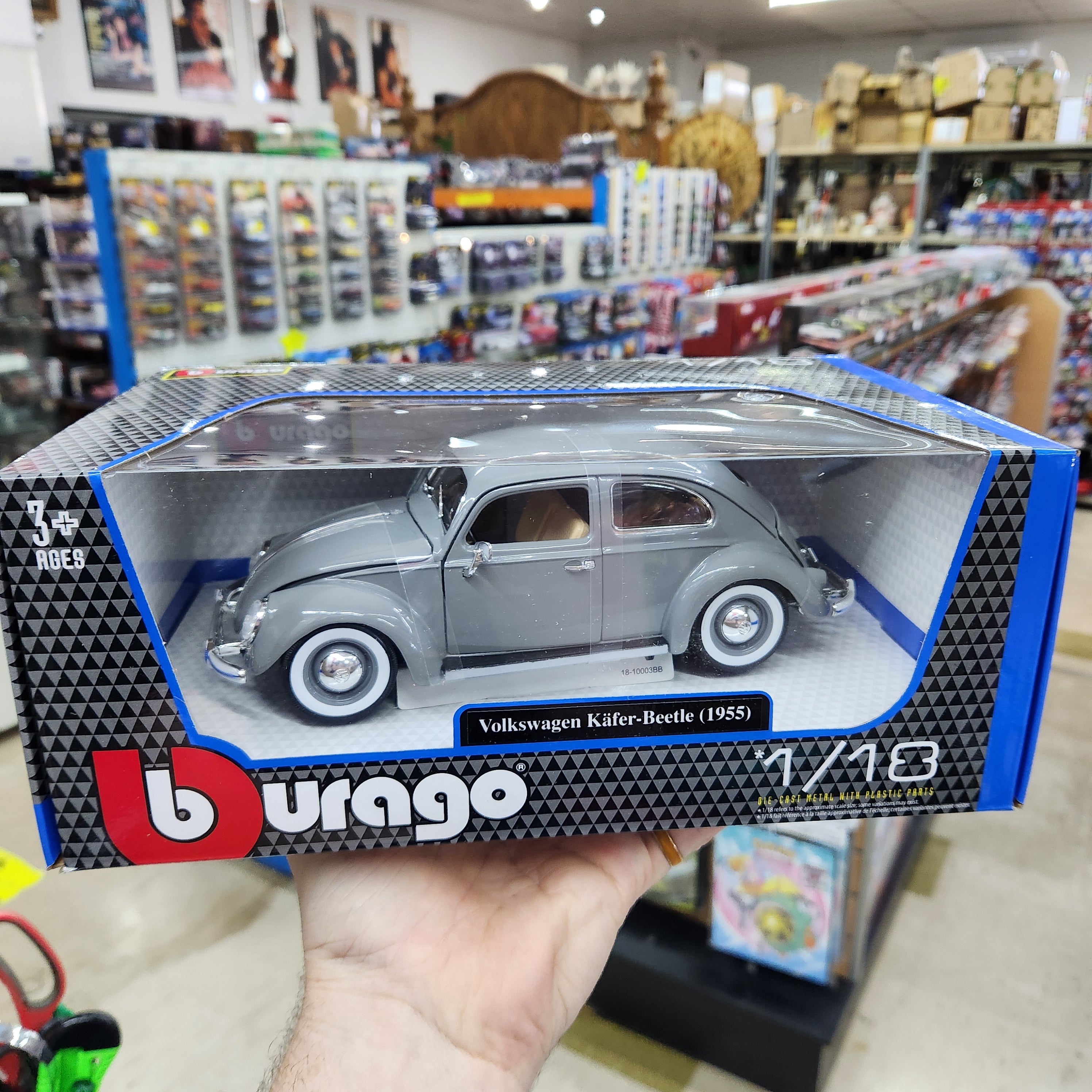 Bburago - 1955 Volkswagen Beetle (Grey) - 1:18 Scale – Relove