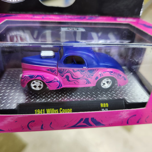 M2 Machines - 'Detroit Muscle' Series 89 - 1941 Willys Coupe (Pink/Blue)