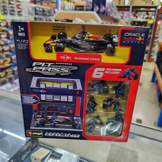 Bburago - 2024 Red Bull F1 Pit Pass Playset - #1 Max Verstappen - 1:43 Scale
