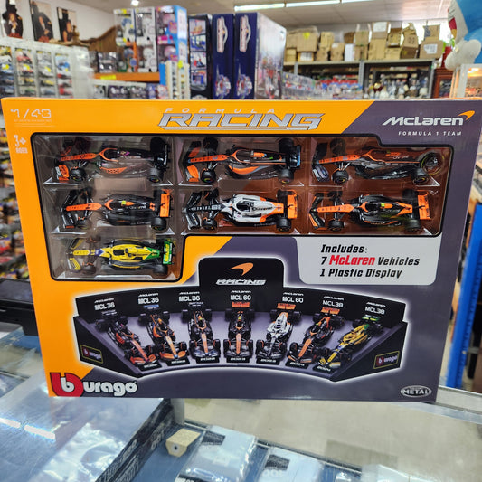 BBurago - Formula Racing - McLaren F1 Team - 7 Car Display - 1:43 Scale