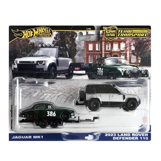 Hot Wheels - Team Transport - 2023 Land Rover Defender 110 / Jaguar Mk1