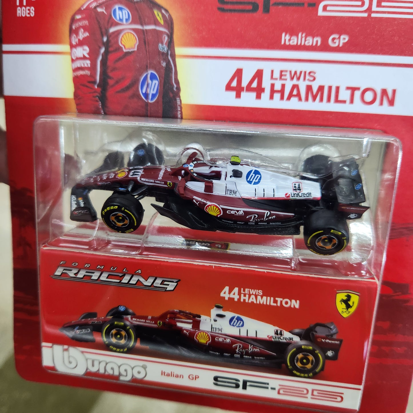 Bburago - Formula Racing - 2025 Scuderia Ferrari SF-25 with Collector Box - #44 Lewis Hamilton