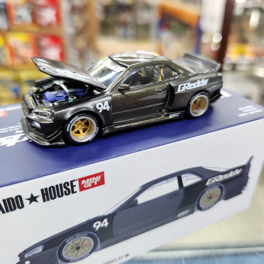 MiniGT - Nissan Skyline GT-R (R34) Kaido Works 'GReddy' V2 - 1:64 Scale