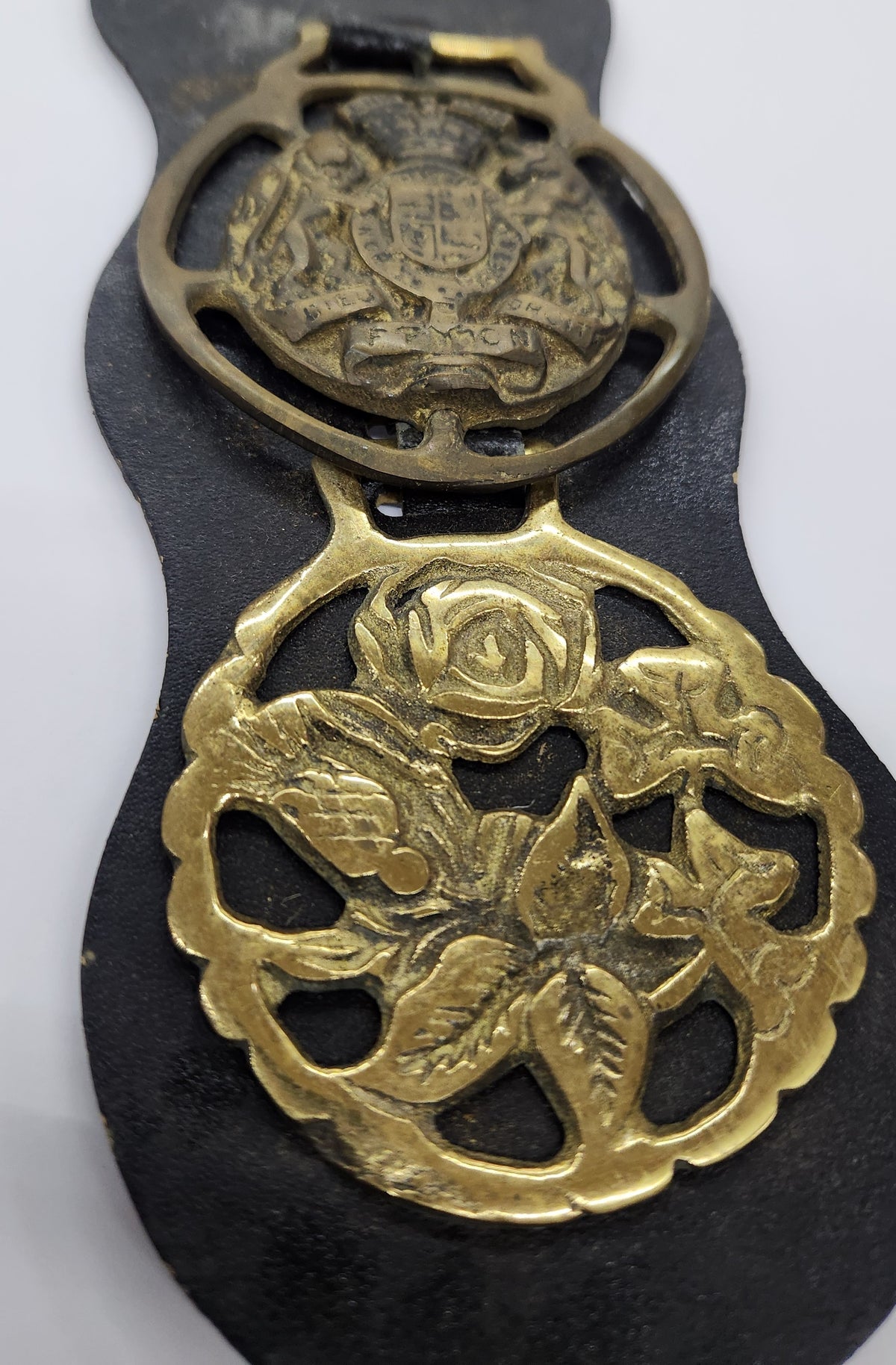 Vintage Horse Brass and Strap - Set of 2