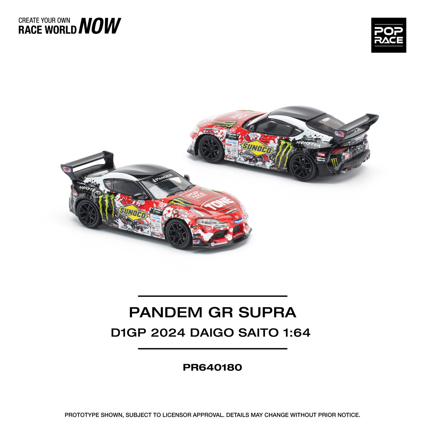 Pop Race -Pandem Toyota GR Supra D1GP 2024 Daigo Saito - 1:64 Scale