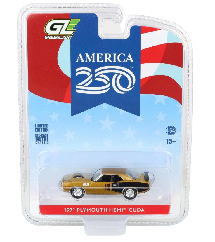 Greenlight - America 250 - 1971 Plymouth Hemi Cuda - 1:64 Scale