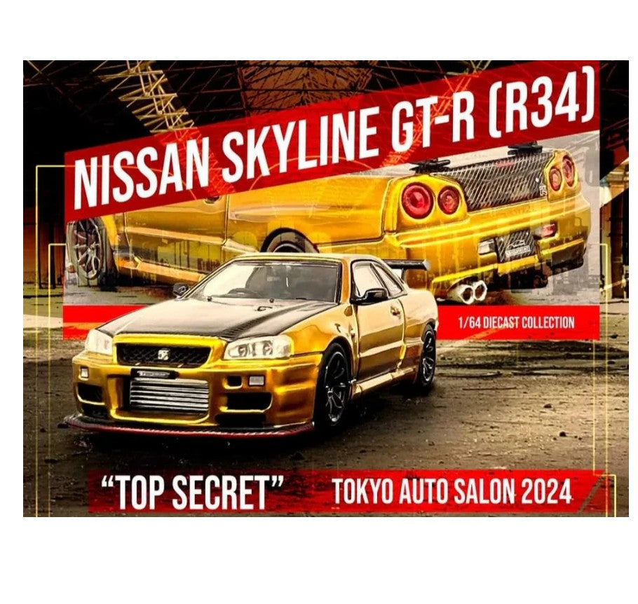 INNO64 - Nissan Skyline GT-R (R34) Top Secret Tokyo Auto Salon (Gold)- 1:64 Scale