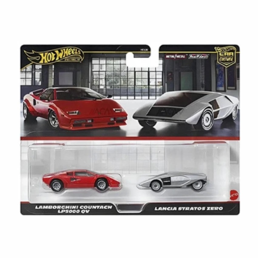 Hot Wheels Premium - Car Culture - 2 Pack - Lancia Stratos Zero & Lamborghini Countach LP5000 QV
