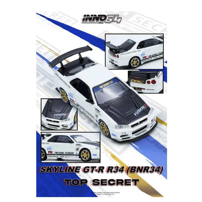 INNO64 - Nissan Skyline GT-R (R34) Top Secret (White) - 1:64 Scale