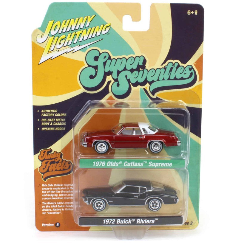 Johnny Lightning - Super Seventies R2 Ver B - 1976 Oldsmobile Cutlass & 1972 Buick Riviera