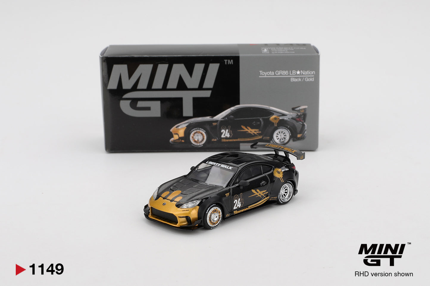 MiniGT - Toyota GR86 LB Nation Black / Gold (Liberty Walk)