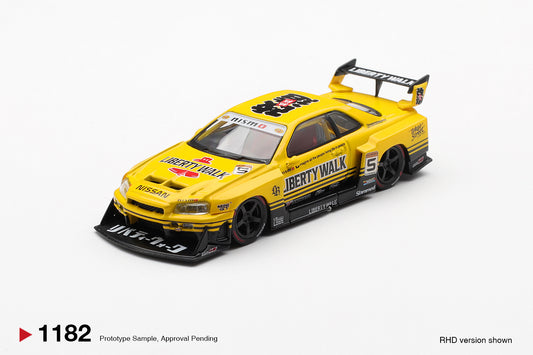 MiniGT - Nissan LB-ER34 Super Silhouette Skyline Liberty Walk #5 (Sport Yellow)