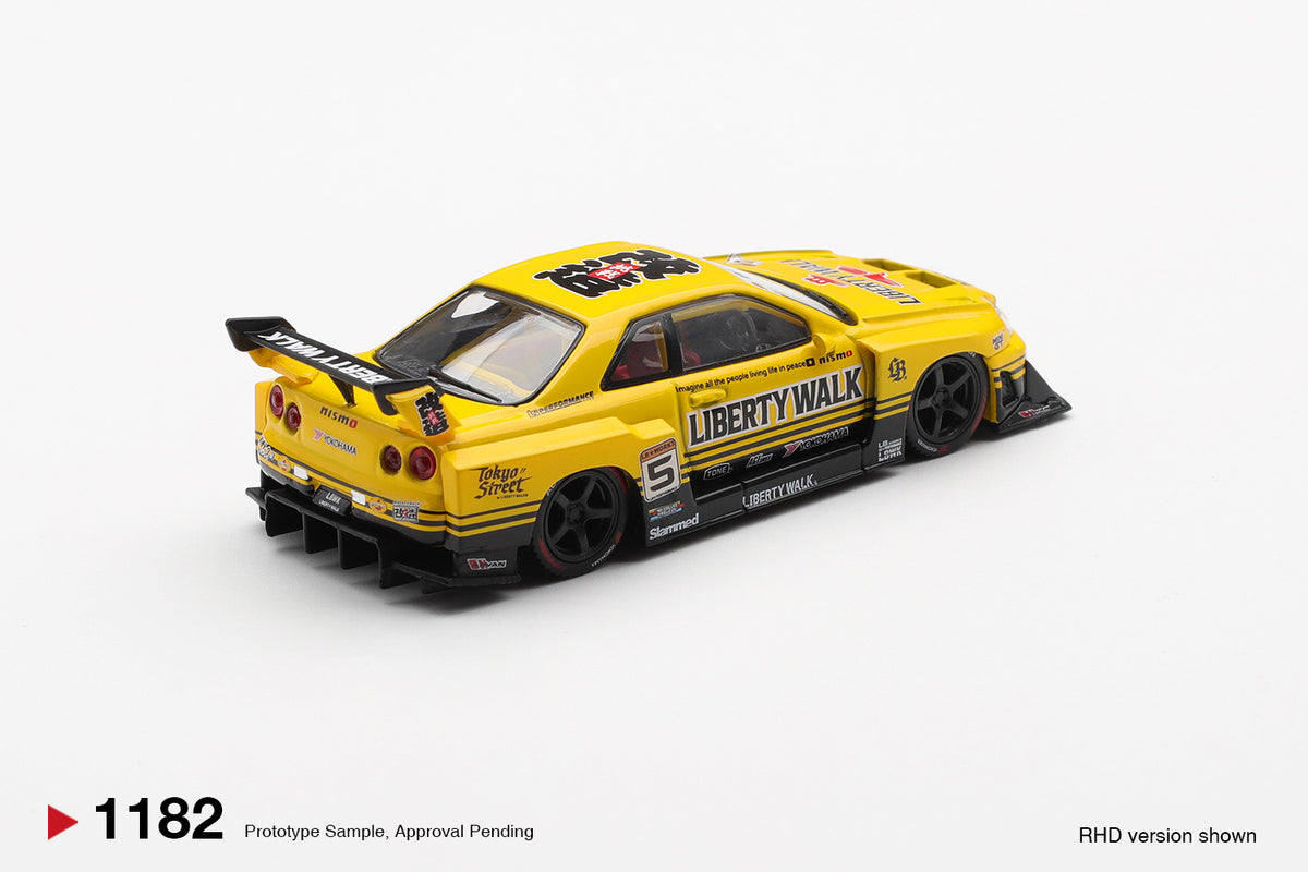 MiniGT - Nissan LB-ER34 Super Silhouette Skyline Liberty Walk #5 (Sport Yellow)