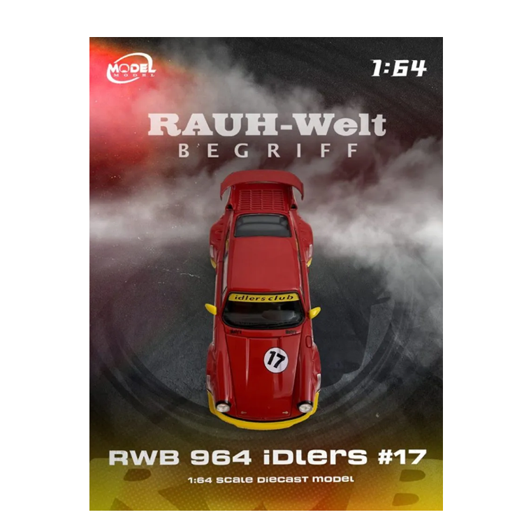 ModelModel - Porsche RWB964 'Idlers' (Red/Yellow) - 1:64 Scale