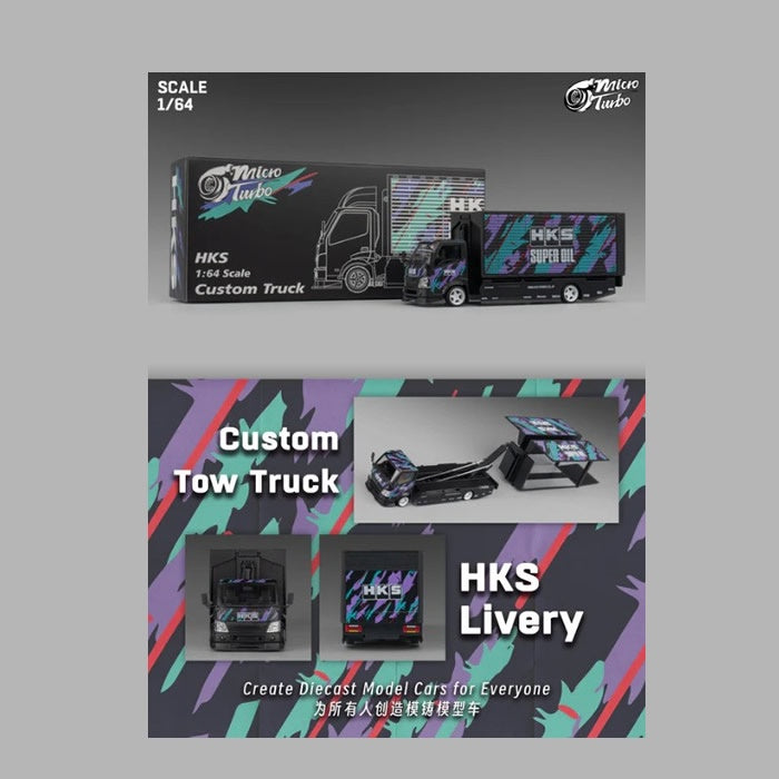 Micro Turbo - Custom Tow Truck (Wing Style) 'HKS Livery' - 1:64 Scale