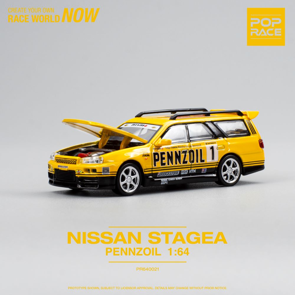 Pop Race - Nissan Stagea W/R34 GTR 'Pennzoil' - 1:64 Scale