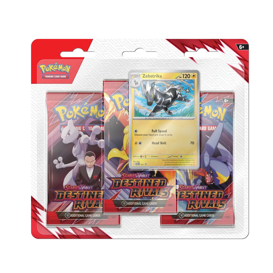 Pokemon TCG - Scarlet & Violet: Destined Rivals 3 Pack Blister - Zebstrika