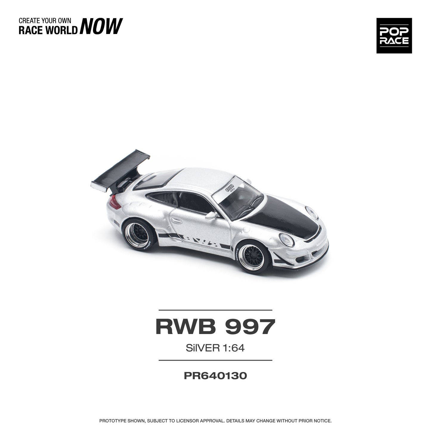 Pop Race - RWB 997 (Silver) - 1:64 Scale