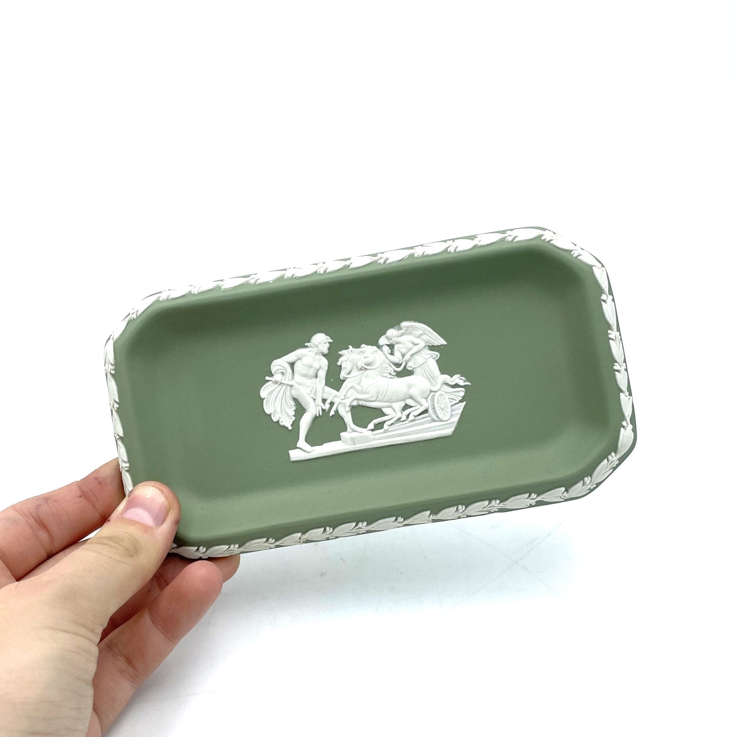 Green Wedgwood Jasperware Rectangular Dish - 15.5cm