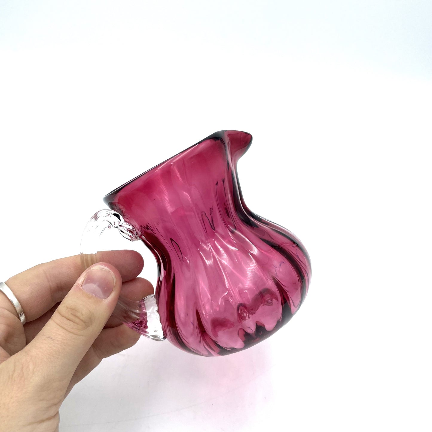 Handblown Cranberry Glass Jug - 9cm