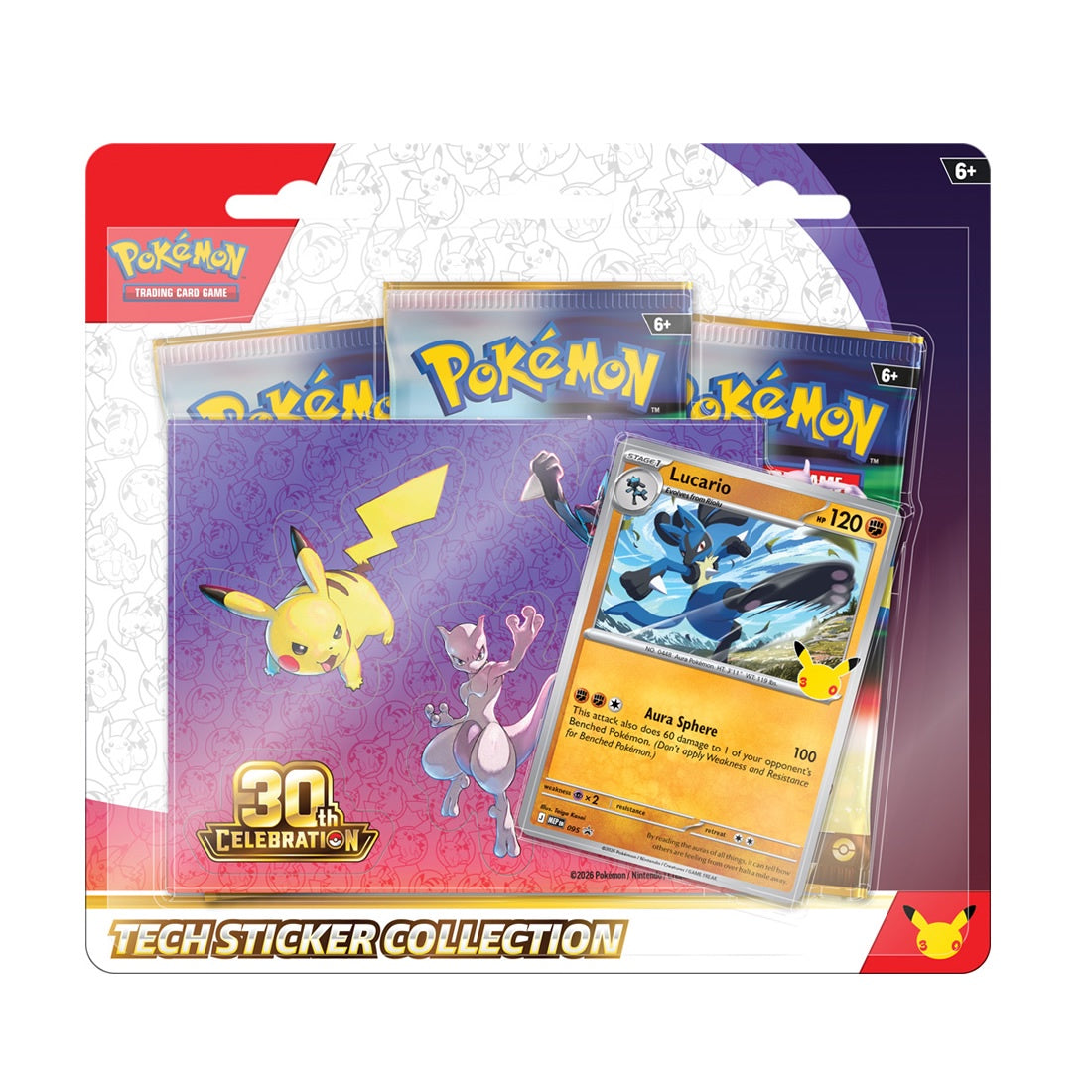 Pokemon TCG - Pokemon 30th Celebration - Tech Sticker 3pk Blister - 'Lucario'