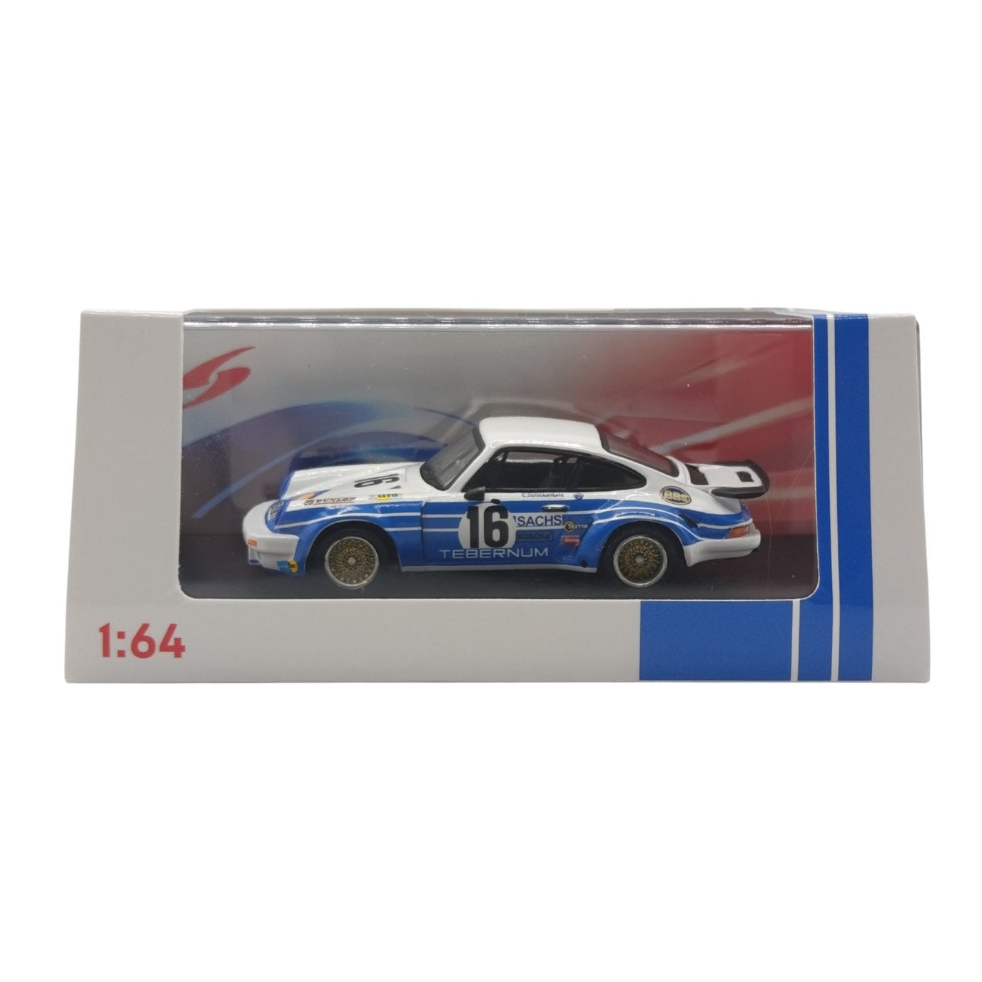 Spark - 1975 Porsche 911 Carrera RSR 3.0 #16 - 24h Le Mans (White/Blue) - 1:64 Scale