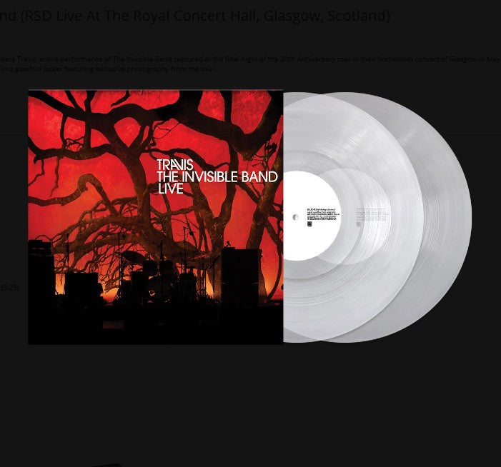 NEW - Travis, The Invisible Band: Live At The Royal Concert Hall, Glasgow, Scotland (Clear) 2LP - RSD 2023