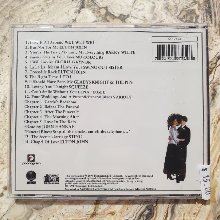 CD - Soundtrack, Four Weddings And A Funeral: Songs From And Inspired By The Film (Single CD)