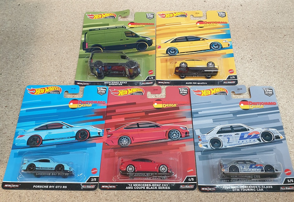 Hot Wheels Premium Car Culture Deutschland Design Pack of 1:64 Scale Toy  Cars, Collectible Set 
