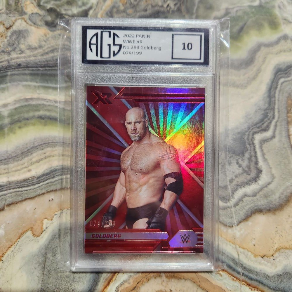 Graded Card - 2022 Panini WWE XR #289 Goldberg 074/199 Relove Oxley - Vintage, Vinyl & Collectibles Graded Card - 2022 Panini WWE XR #289 Goldberg 074/199 Relove Oxley - Vintage, Vinyl & Collectibles