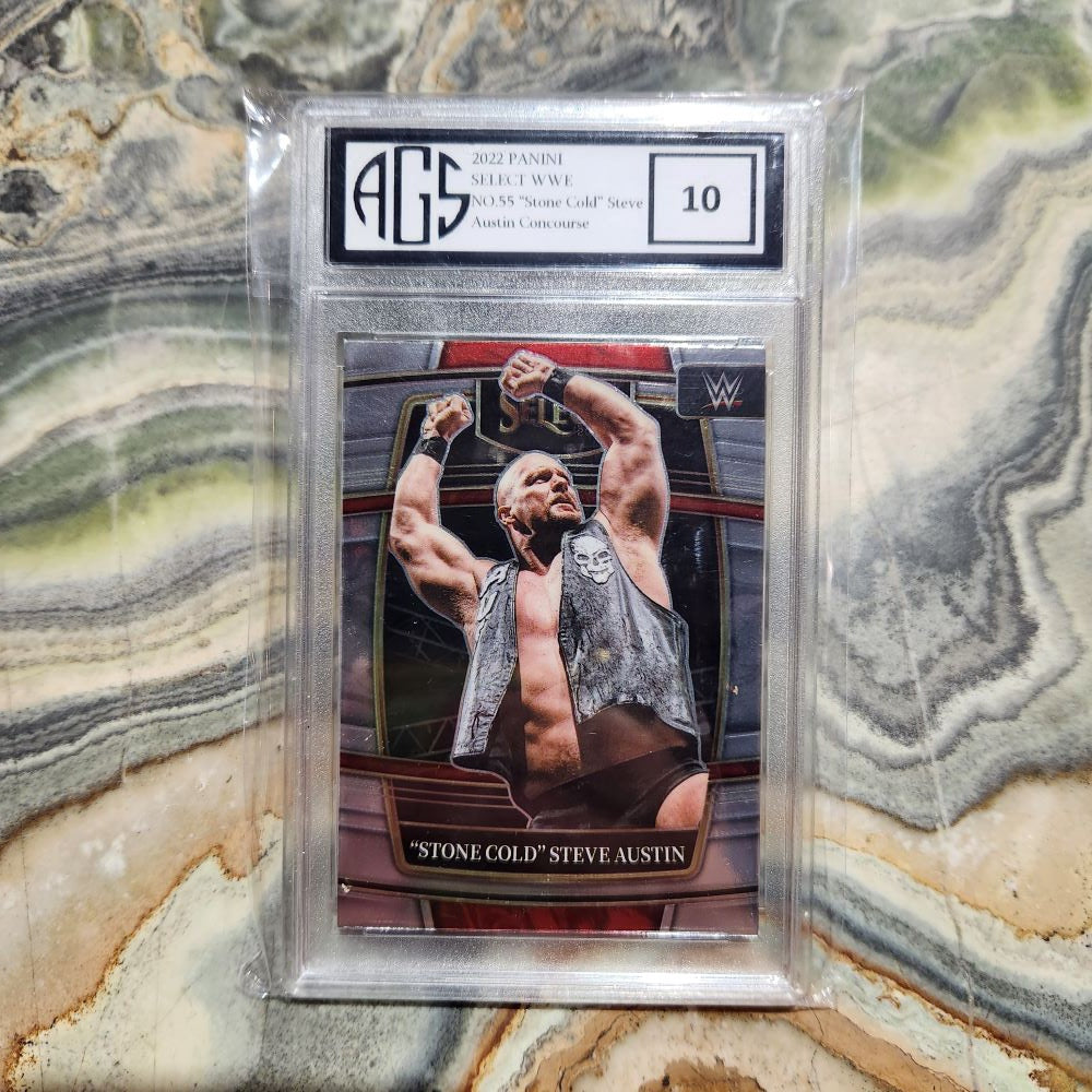 Graded Card - 2022 Panini Select WWE #55 "Stone Cold" Steve Austin Con Relove Oxley - Vintage, Vinyl & Collectibles Graded Card - 2022 Panini Select WWE #55 "Stone Cold" Steve Austin Con Relove Oxley - Vintage, Vinyl & Collectibles