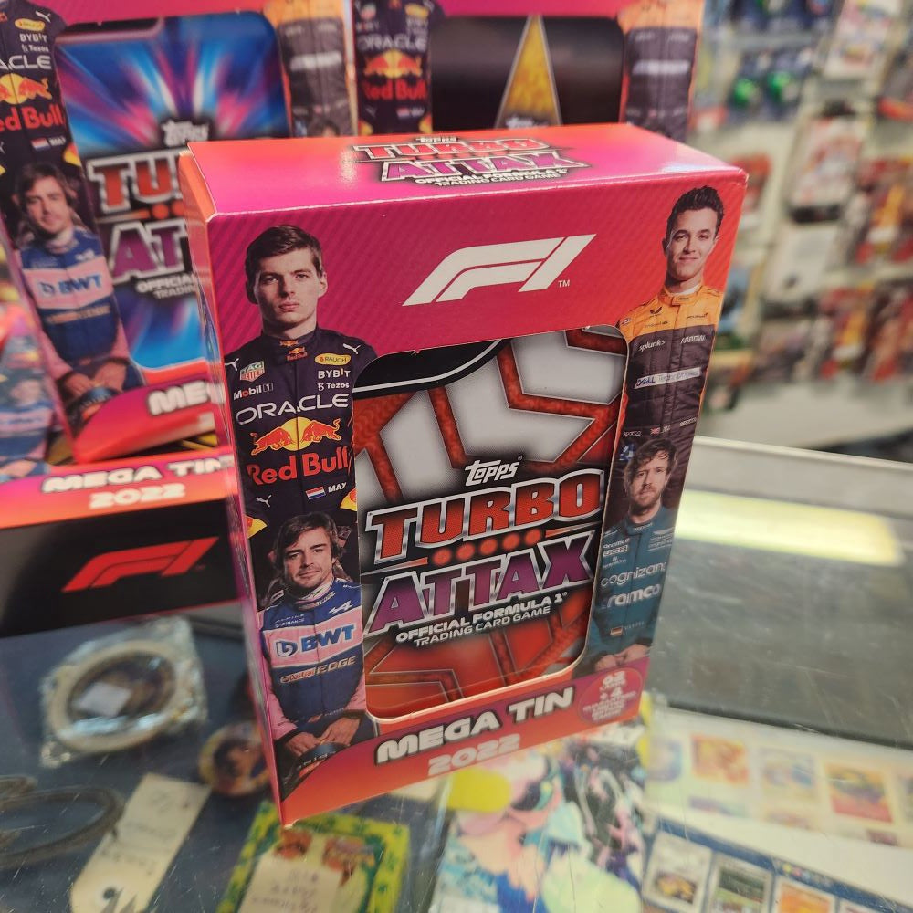 F1 2022 Turbo Attax Mega Tin Trading Cards - Includes 66 Cards, 4 Limited Editions & 2 Exclusive Hall Of Fame Cards