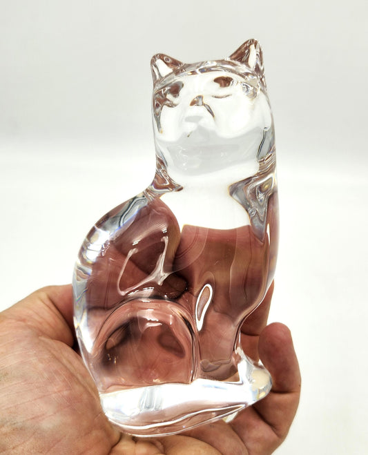 Vintage Orrefors Crystal Glass Cat - 13cm