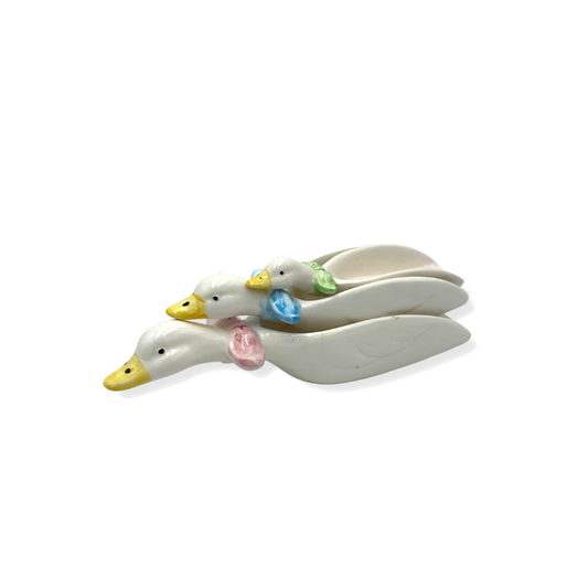 Set of 3 Vintage Ceramic Nesting Duck Measuring Spoons