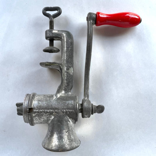 Vintage Mincer with Red Wooden Handle