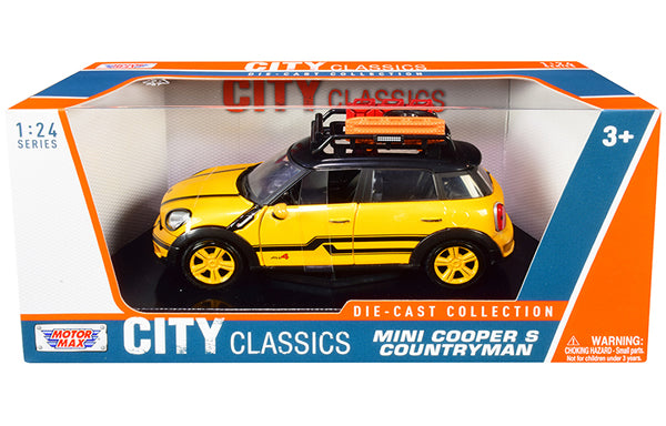 Motormax Mini Cooper S w/Roof Rack (Yellow) 1:24 Scale