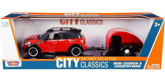 Motormax Mini Cooper S w/Trailer (Red/Black) 1:24 Scale